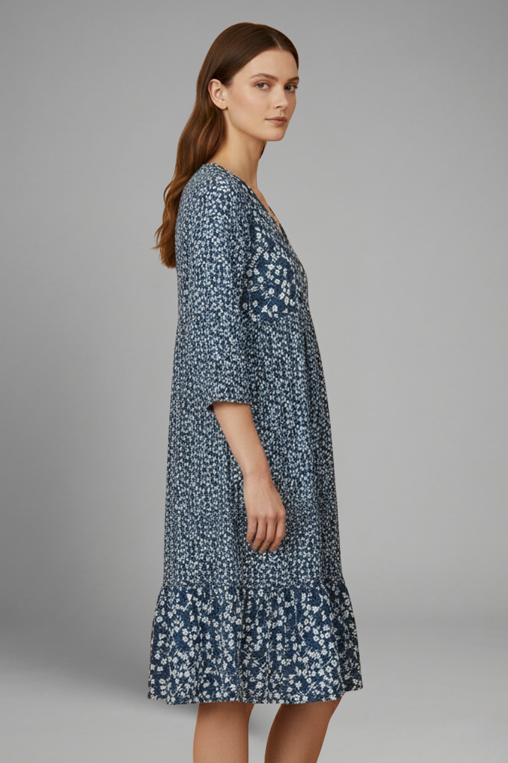 Women’s Midi Dress with Structured Fit and Plain Surface
