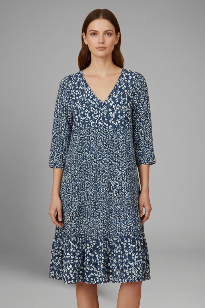 Women’s Midi Dress with Structured Fit and Plain Surface