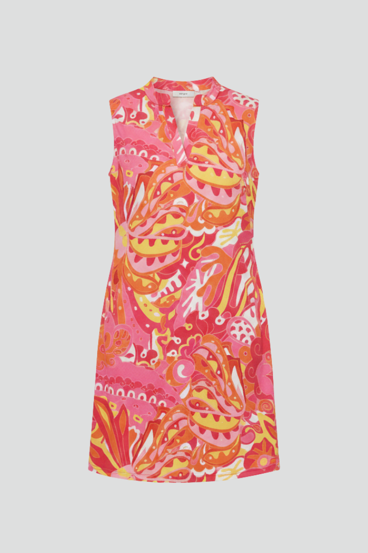 Women’s Midi Dress with V Neckline and Side Pockets