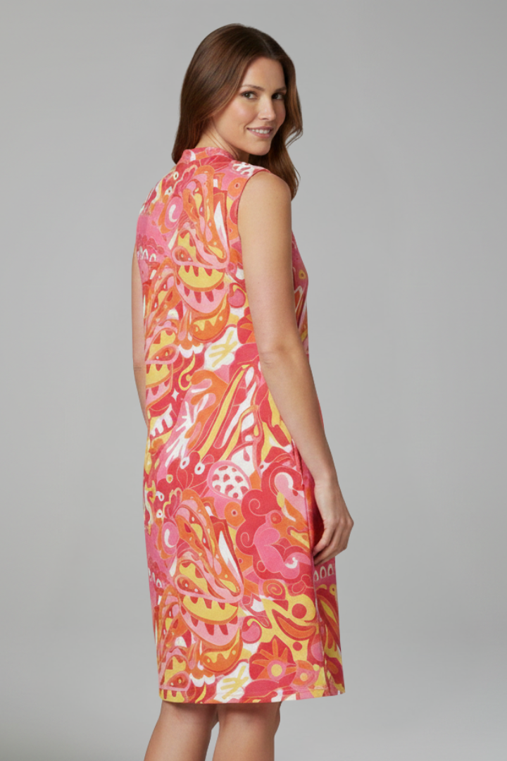 Women’s Midi Dress with V Neckline and Side Pockets