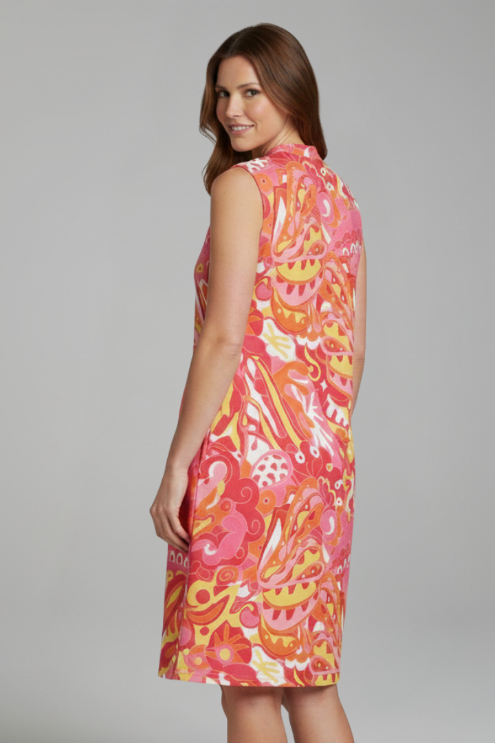 Women’s Midi Dress with V Neckline and Side Pockets