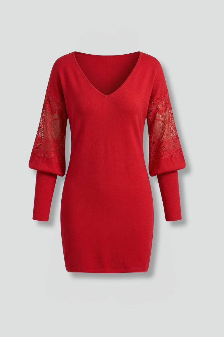 Women’s Mini Dress with Sleeves and Fitted Waist