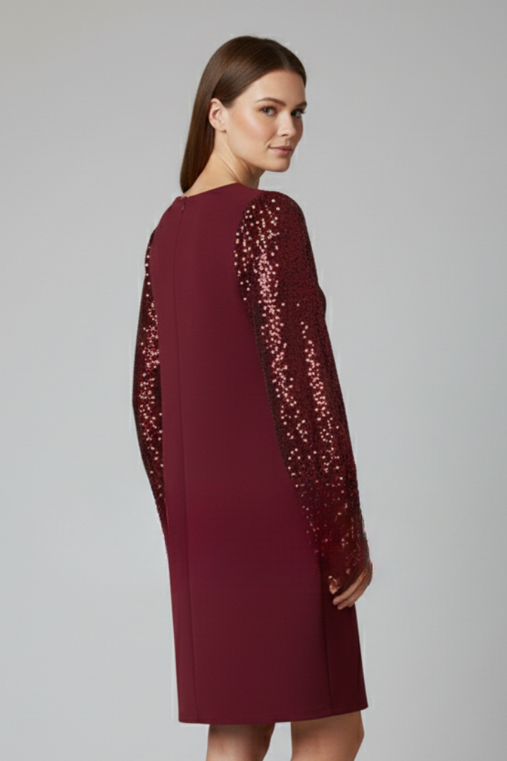 Women’s Mini Dress with Round Neckline and Long Sleeves