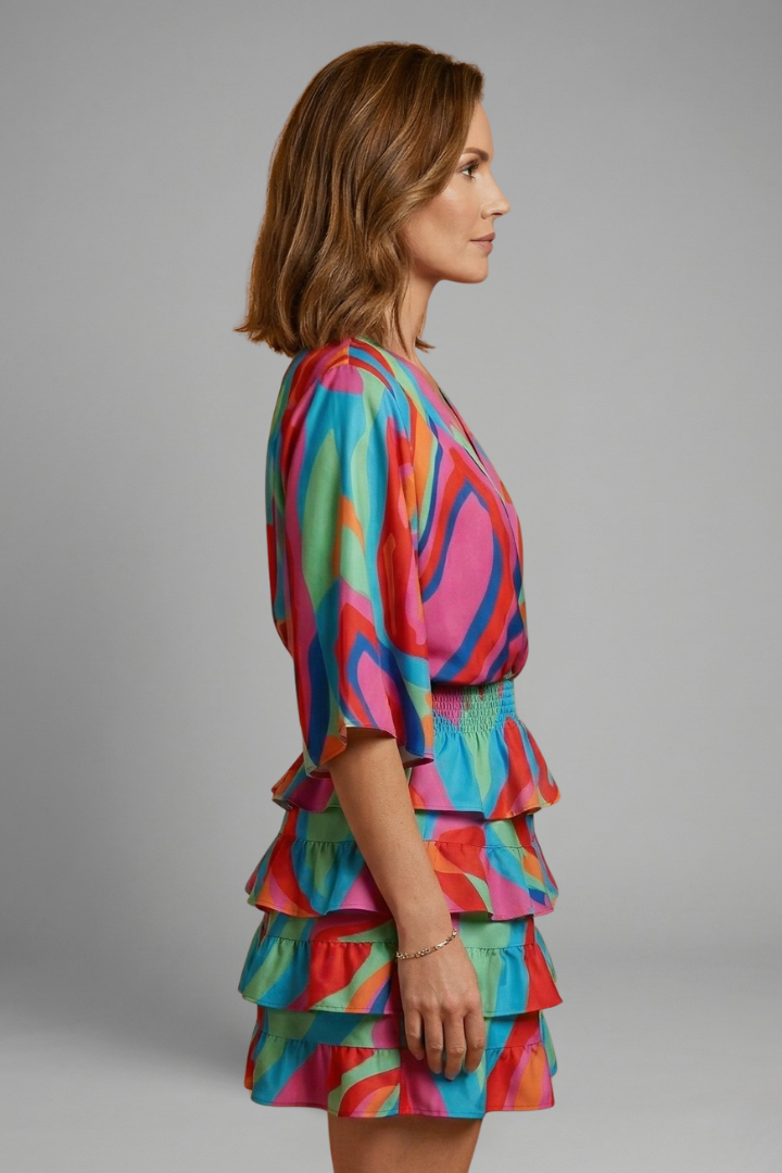 Women’s Mini Dress with Wrap Front and Ruffle Skirt