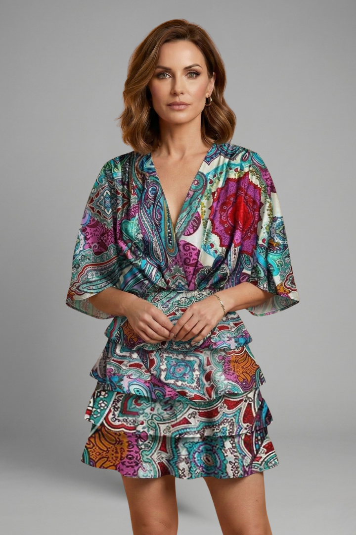 Women’s Mini Dress with Wrap Front and Ruffle Skirt