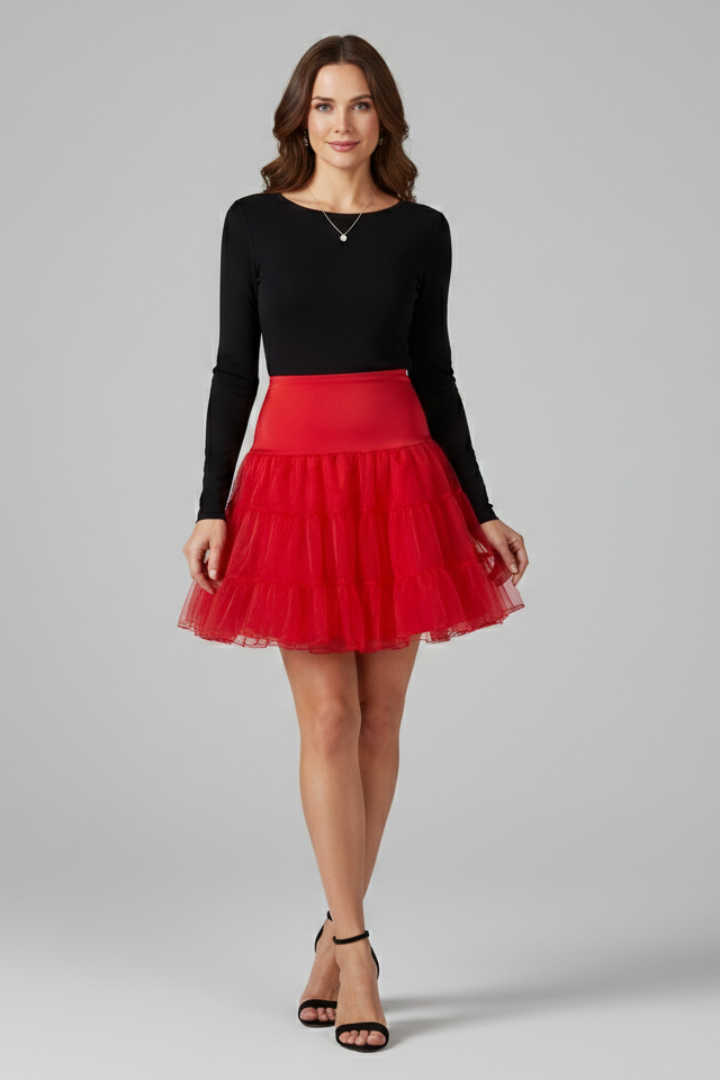 Women’s Mini Skirt with Elastic Waist and Tiered
