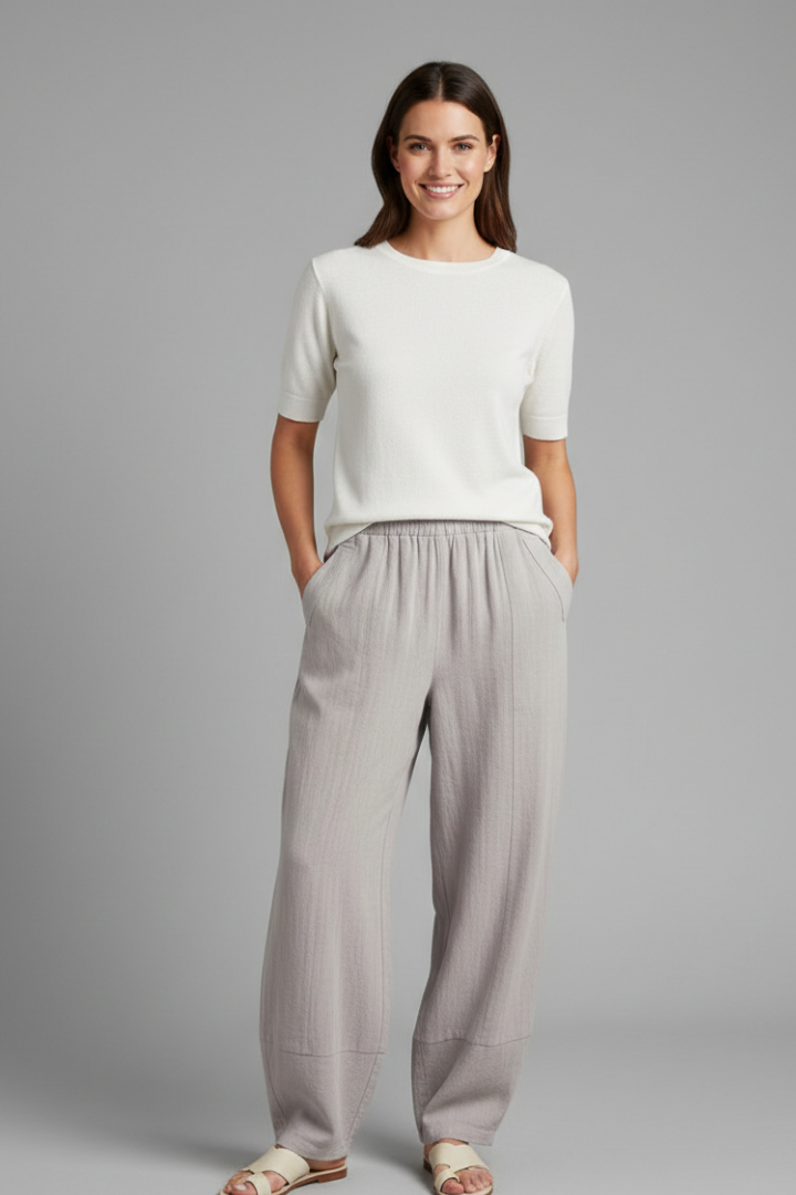 Women’s Palazzo Trousers with Elastic Waist and Side Pockets