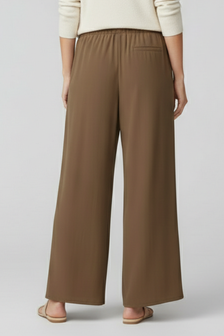 Women’s Palazzo Trousers with Elastic Waist and Side Pockets