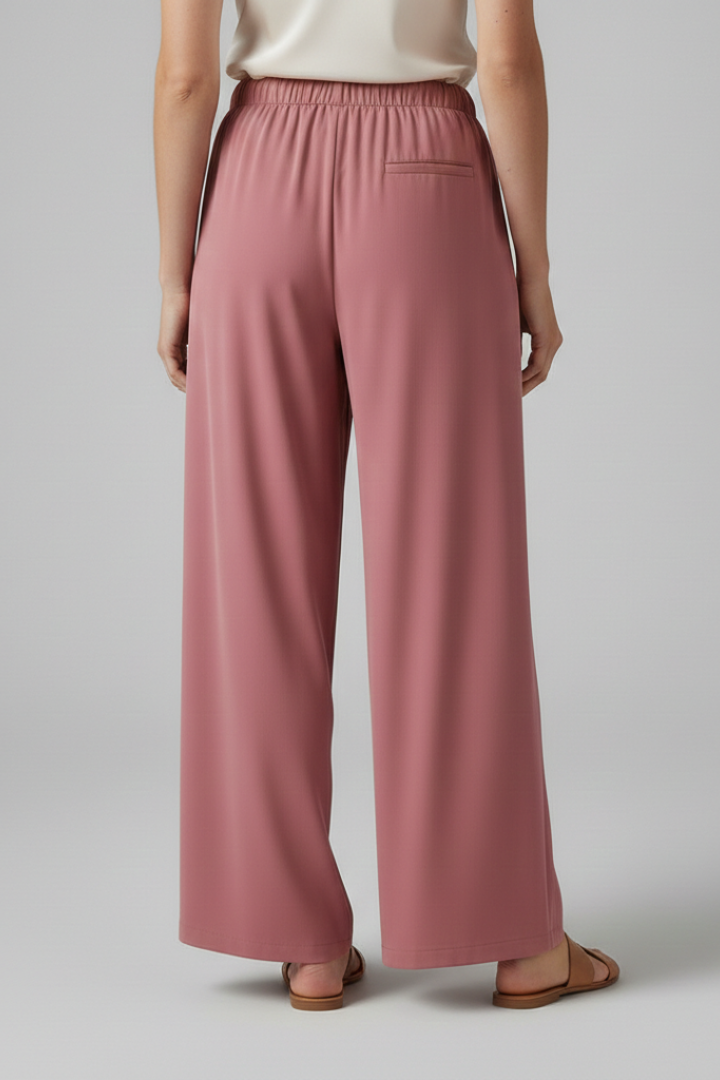 Women’s Palazzo Trousers with Elastic Waist and Side Pockets