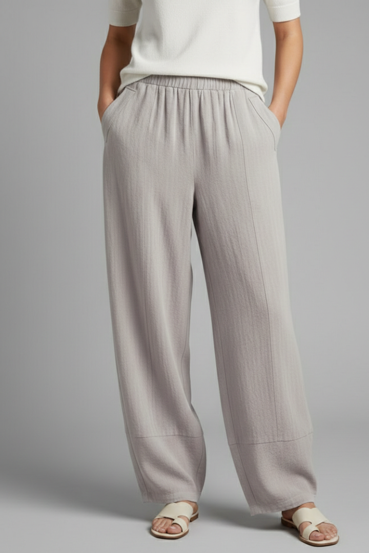 Women’s Palazzo Trousers with Elastic Waist and Side Pockets