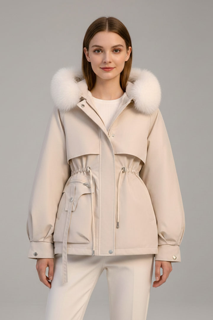Women’s Parka Jacket with Hood and Drawcord