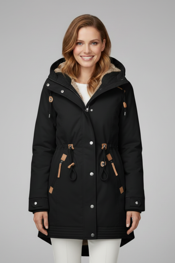 Women’s Parka Jacket with Hood and Zipper