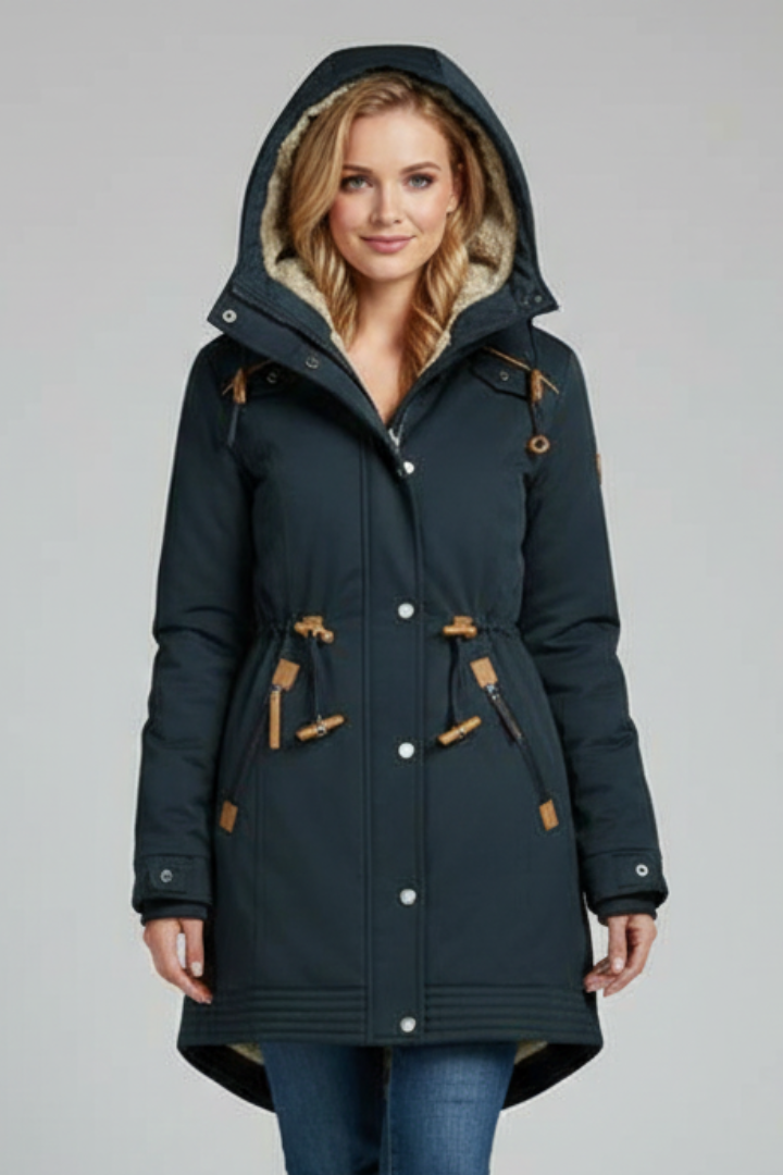 Women’s Parka Jacket with Hood and Zipper