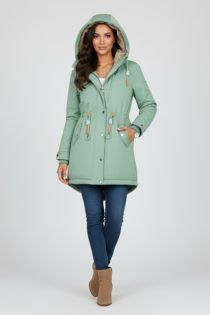 Women’s Parka with Hooded Design and Outer Layer Finish