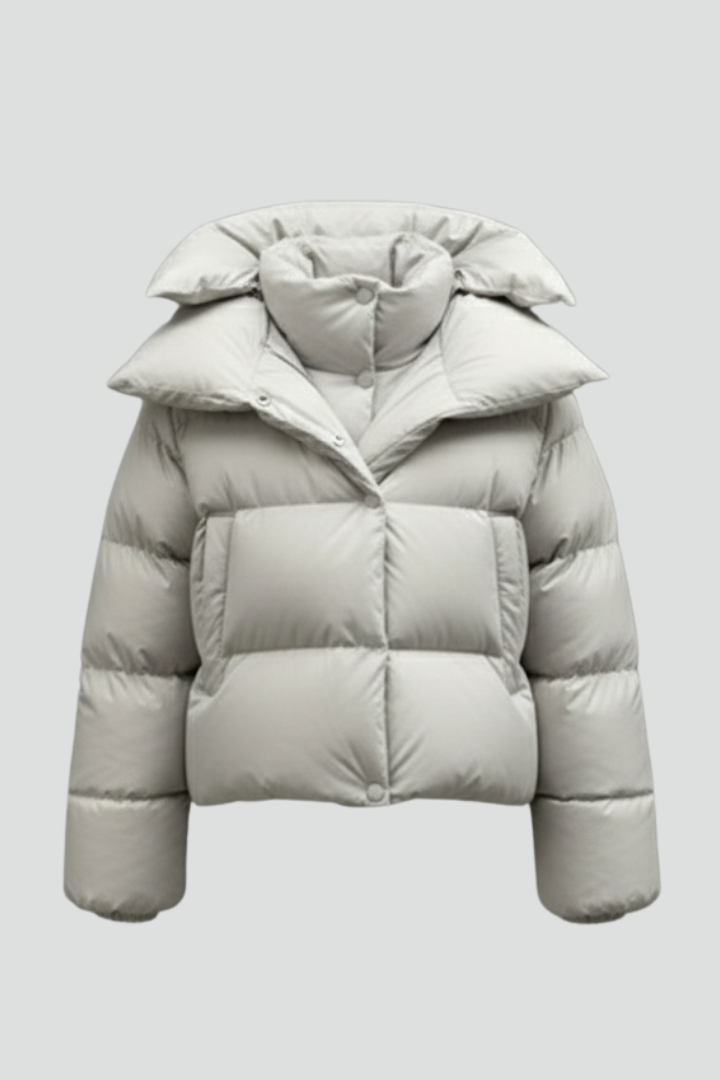Women’s Puffer Jacket with Thick Padding and Shiny Finish