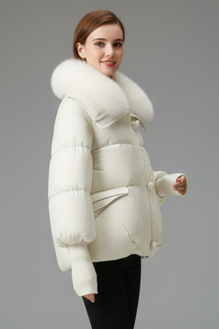 Women’s Puffer Jacket with Zip Fastening and Flap Pockets