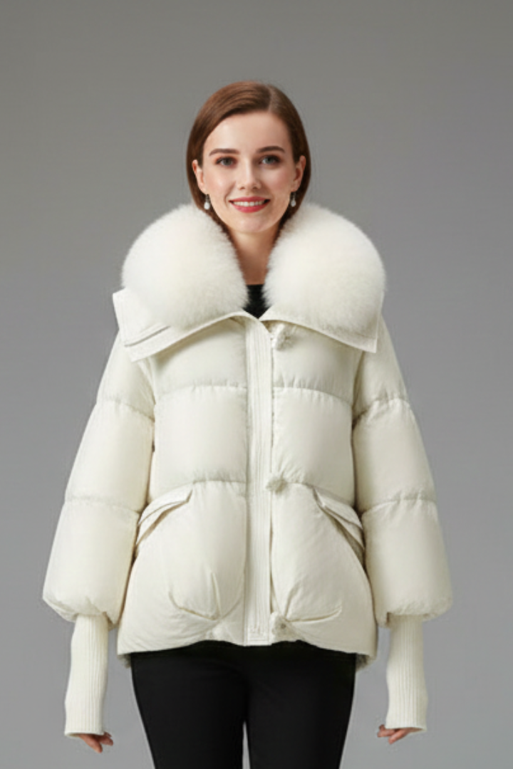 Women’s Puffer Jacket with Zip Fastening and Flap Pockets