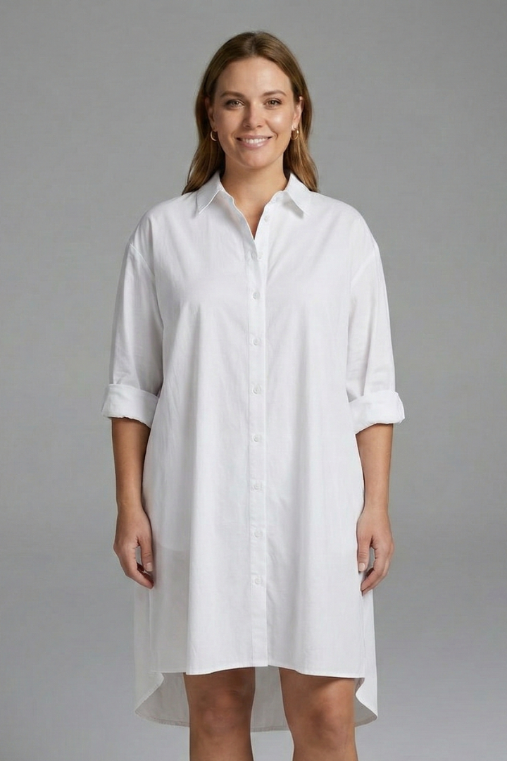 Women’s Shirt Dress with Collar and Long Sleeves