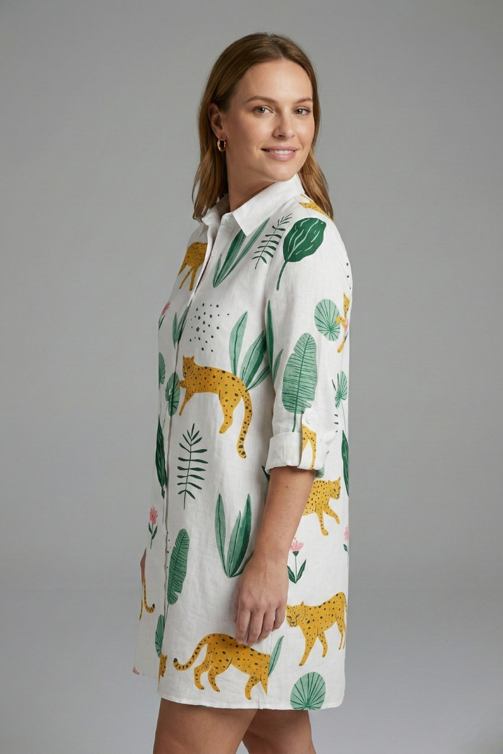 Women’s Shirt Dress with Collar and Long Sleeves