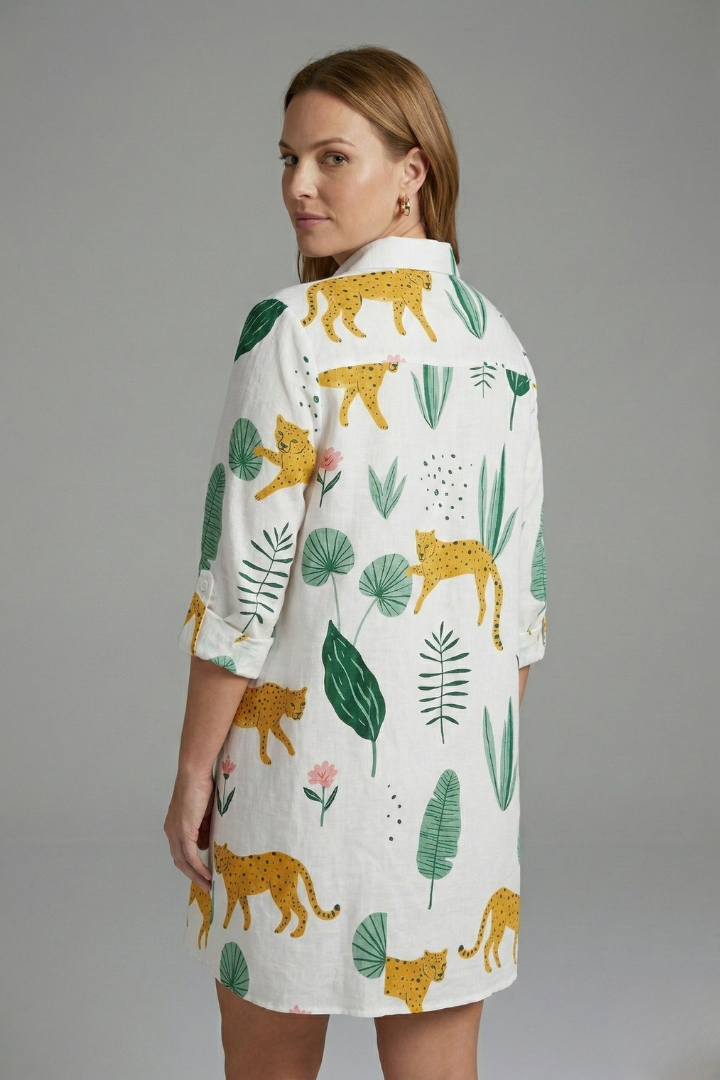 Women’s Shirt Dress with Collar and Long Sleeves