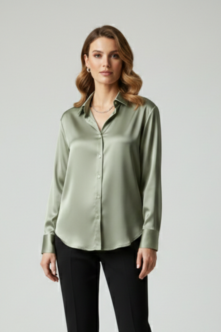 Women’s Shirt with Button Fastening and Collared Neck
