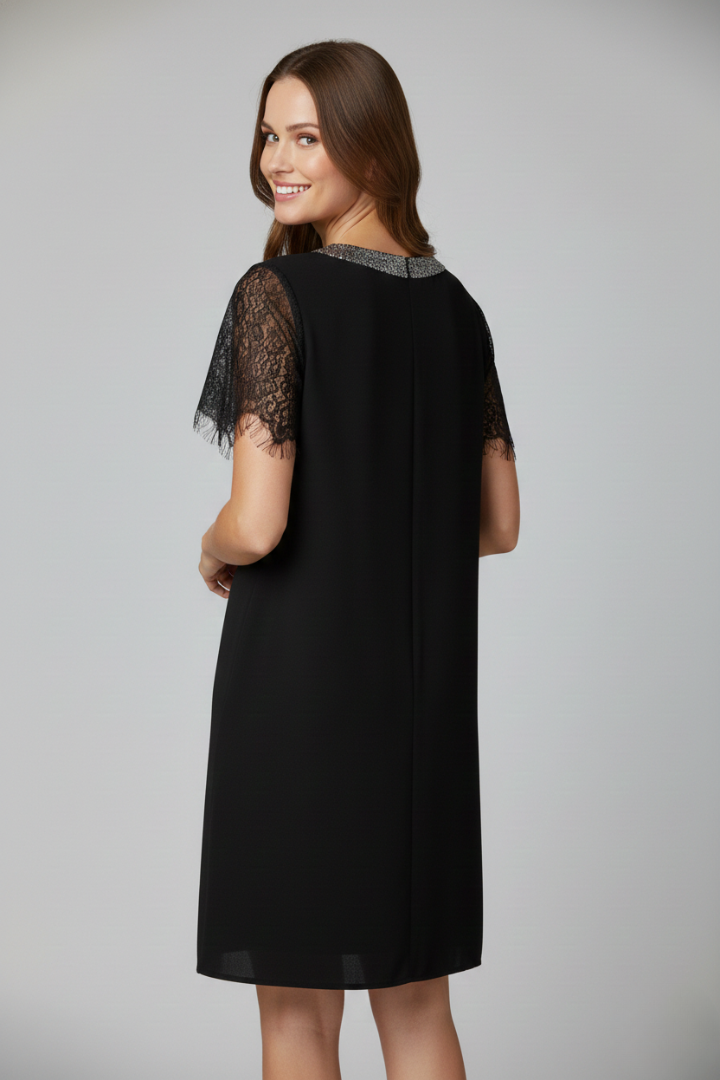 Women’s Short Dress with V Neckline and Sleeves