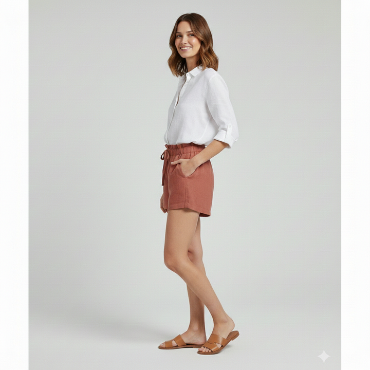 Women’s Shorts with Drawstring Waist and Ruffle Hem