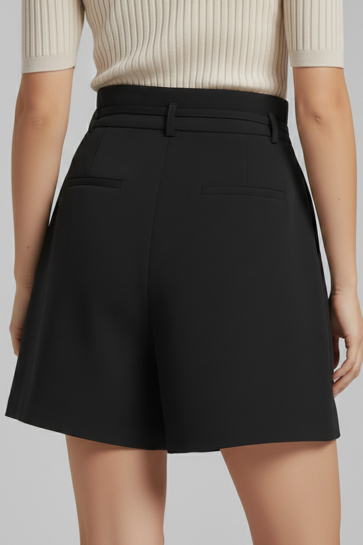Women’s Shorts with Tie Waist and Pleated Front