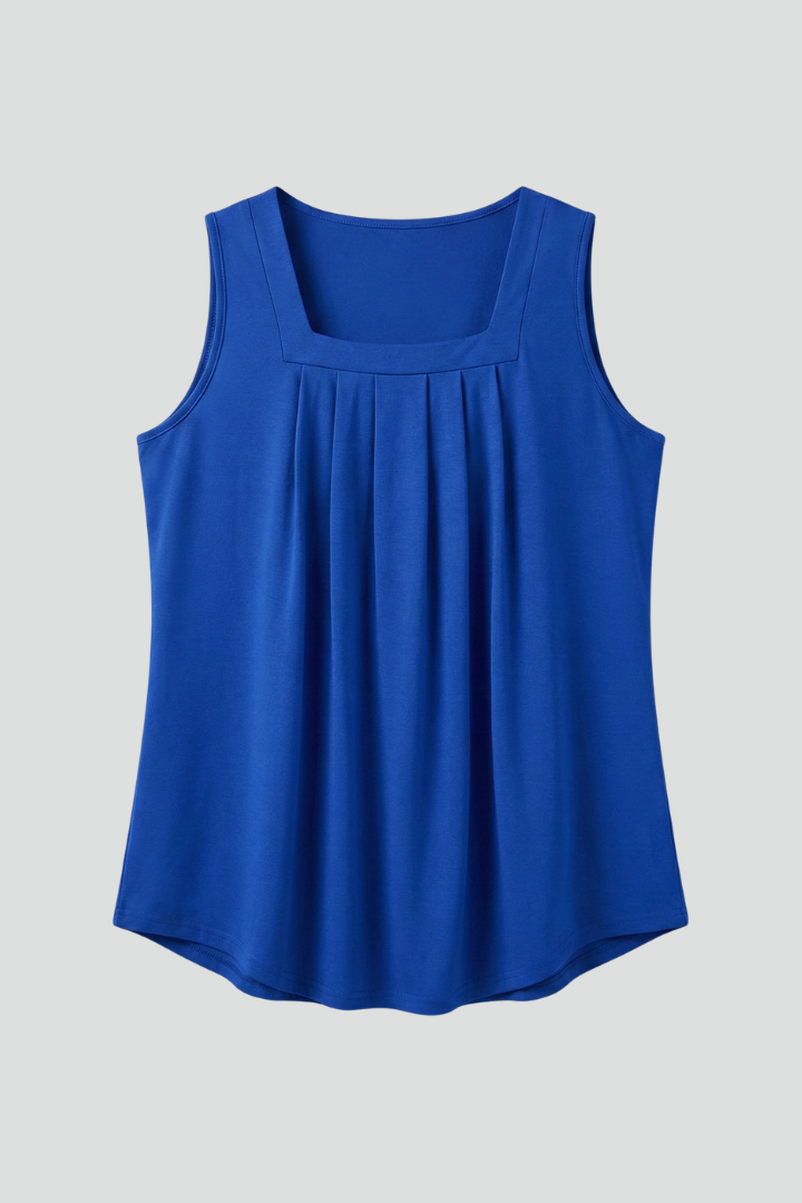 Women’s Sleeveless Blouse with Square Neck and Printed Surface