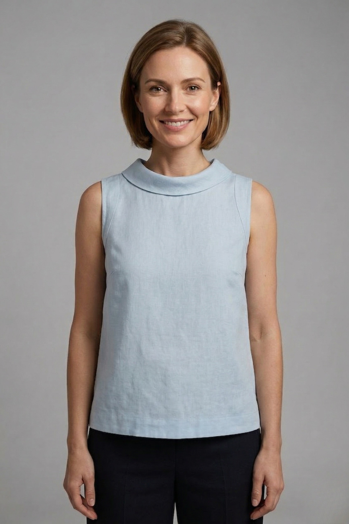 Women’s Sleeveless Top with Roll Neck and Straight Hem