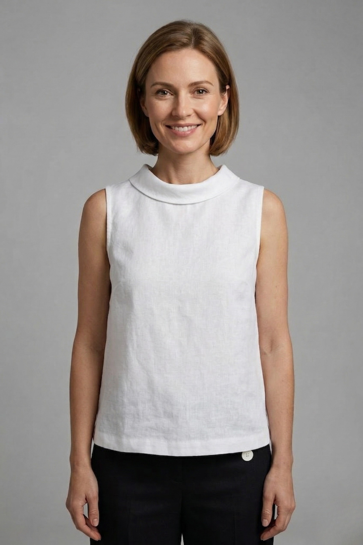 Women’s Sleeveless Top with Roll Neck and Straight Hem