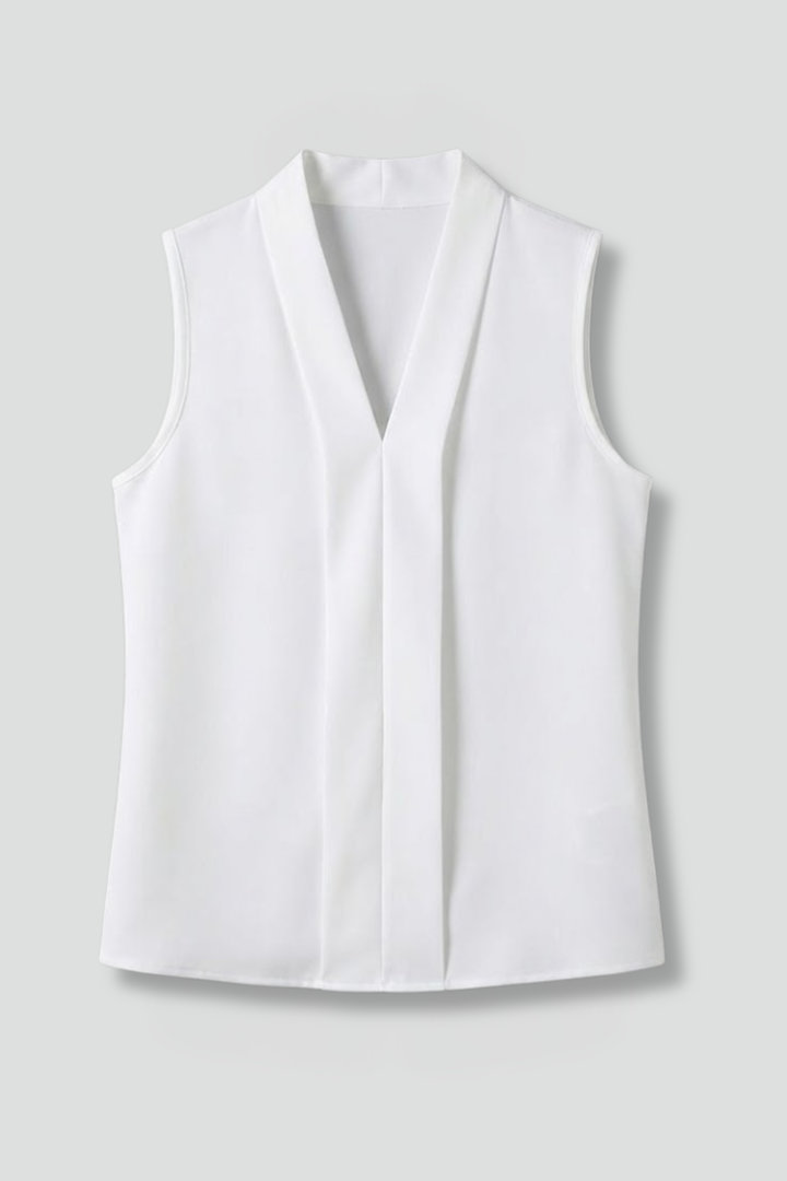 Women’s Sleeveless Top with Round Neck and Plain Surface
