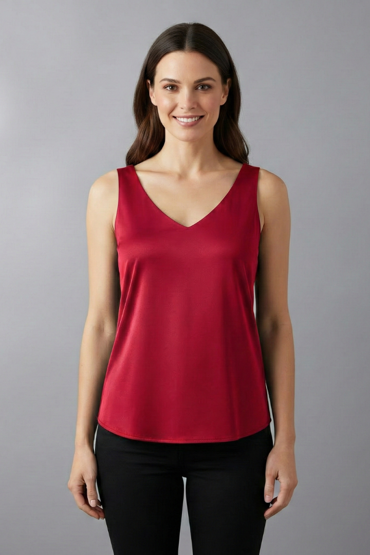 Women’s Sleeveless Top with V-Neck and Even Surface