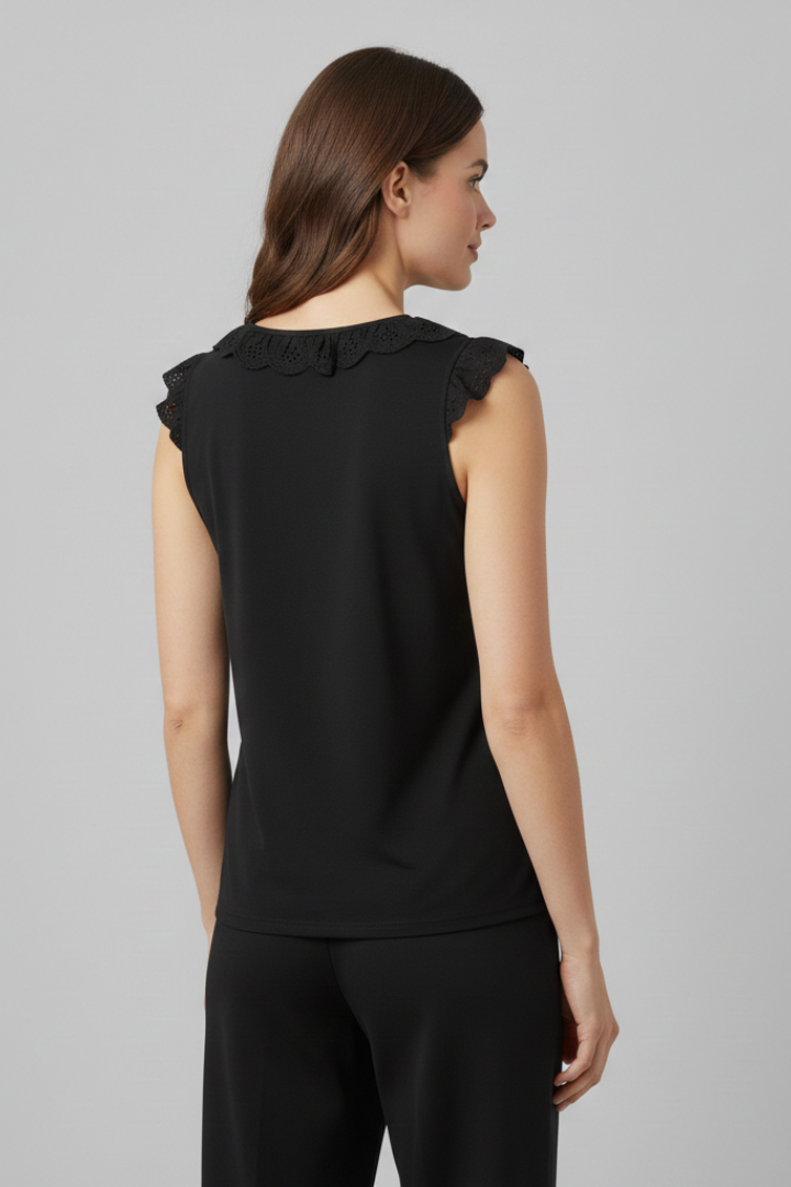 Women’s Sleeveless Top with V-Neck and Trim