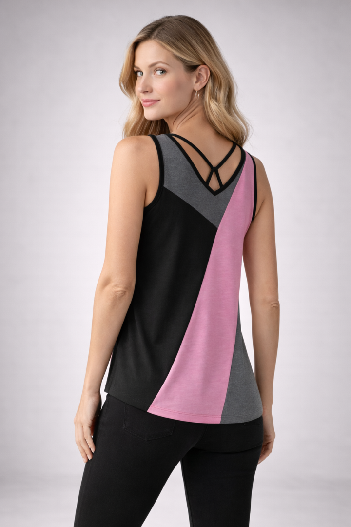 Women’s Sleeveless Top with V-Neck and Strap Detail