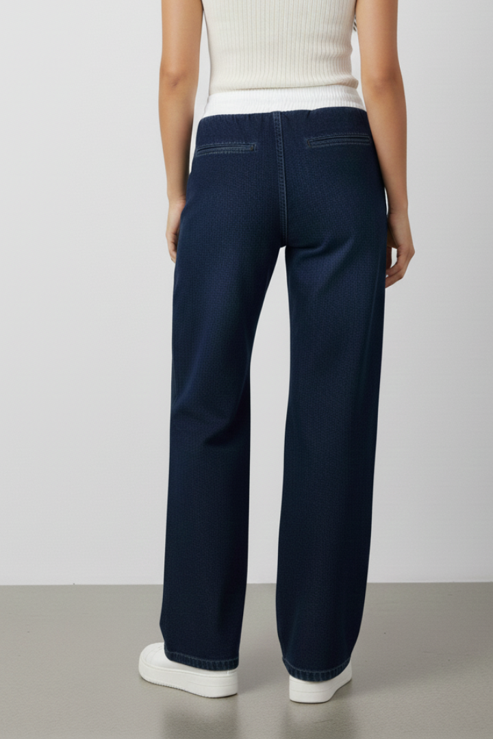 Women’s Straight-Leg Trousers with Elastic Waist and Drawstring