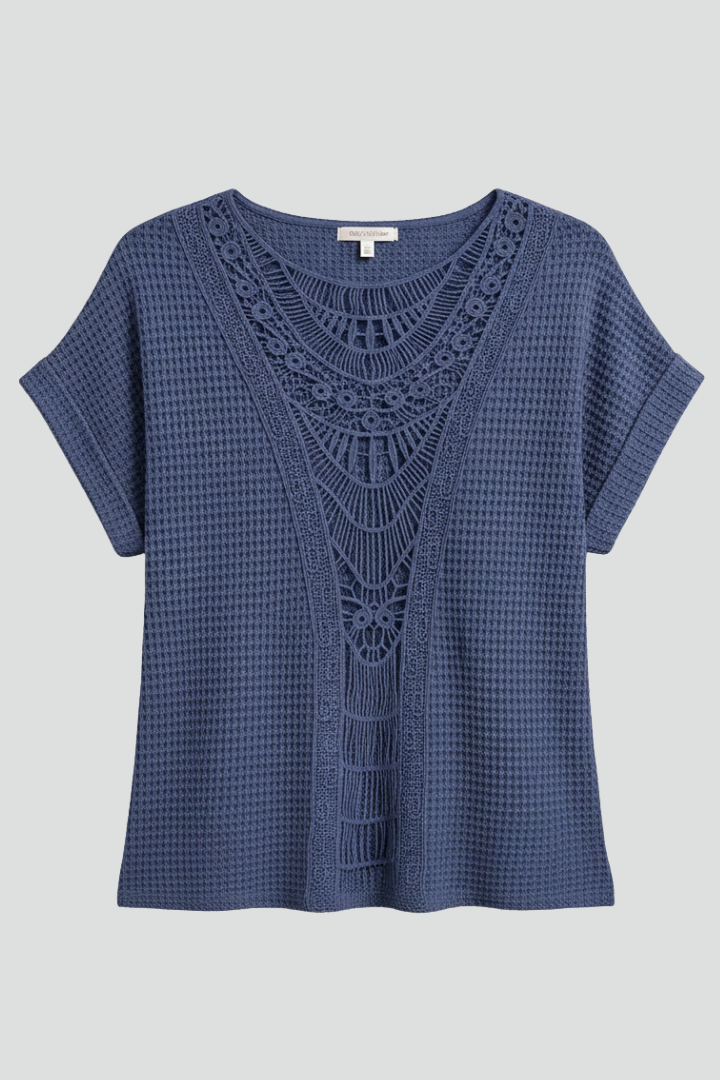 Women’s T-Shirt with Inserts and Round Neckline