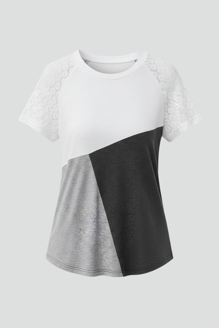 Women’s T-Shirt with Sleeves and Colour Block Design