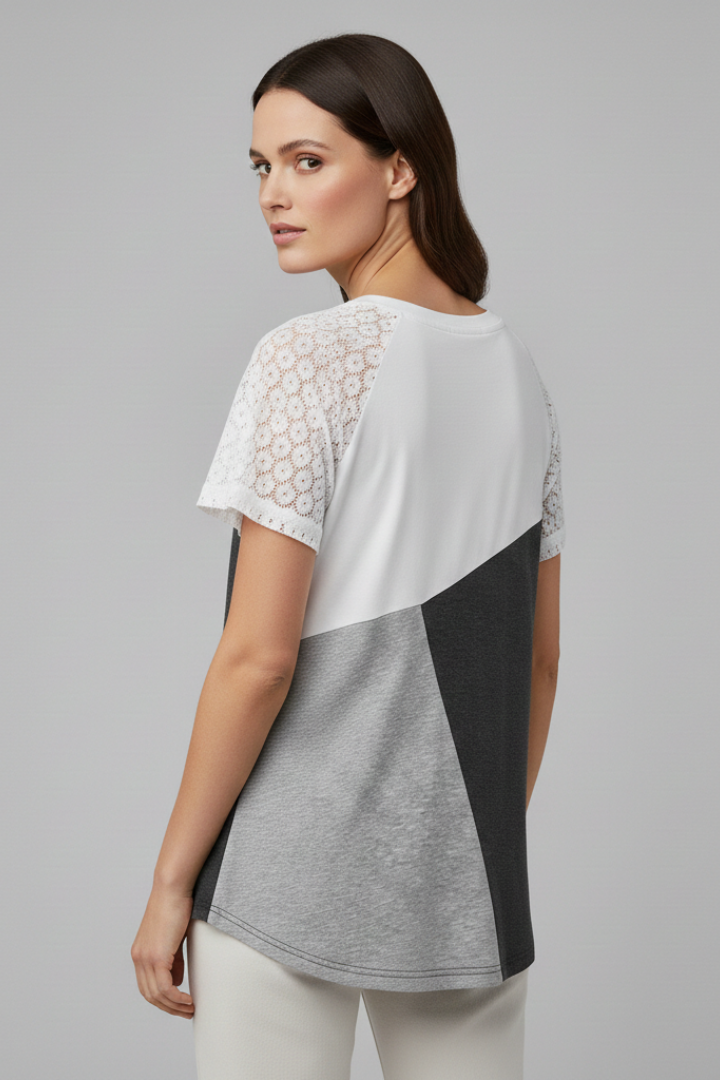 Women’s T-Shirt with Sleeves and Colour Block Design
