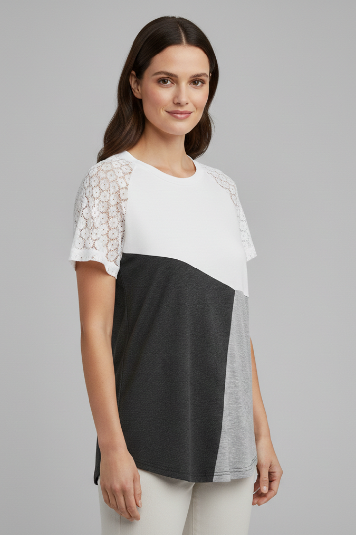 Women’s T-Shirt with Sleeves and Colour Block Design