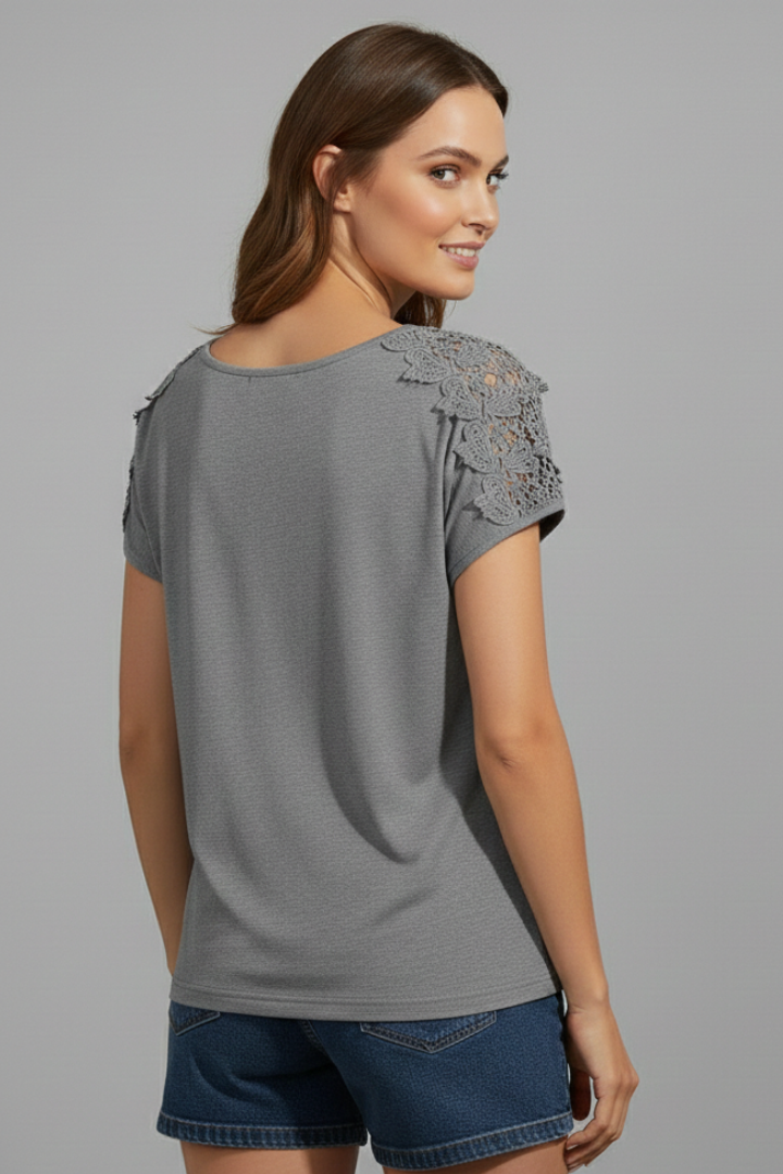 Women’s T-Shirt with Round Neckline and Shoulders