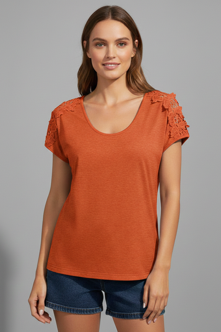 Women’s T-Shirt with Round Neckline and Shoulders