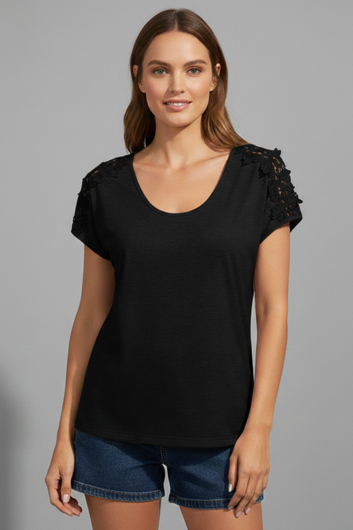 Women’s T-Shirt with Round Neckline and Shoulders