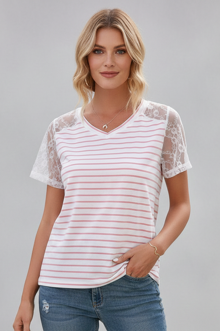 Women’s T-Shirt with Round Neckline and Sleeves