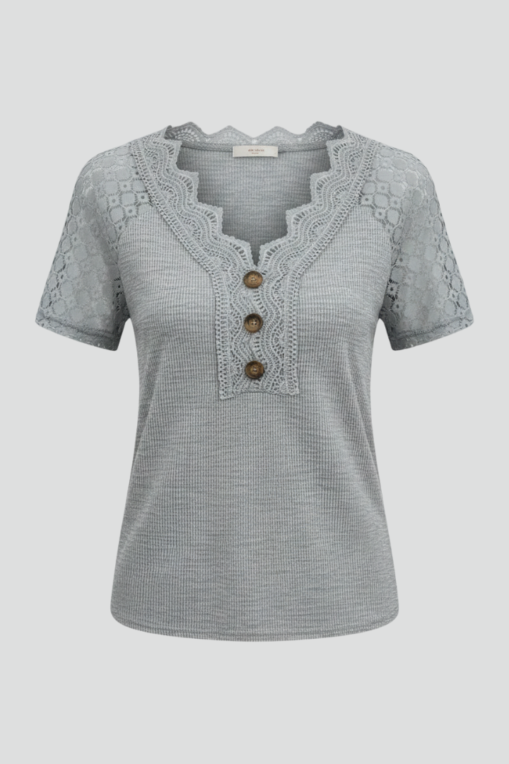 Women’s T-Shirt with V Neckline and Panels