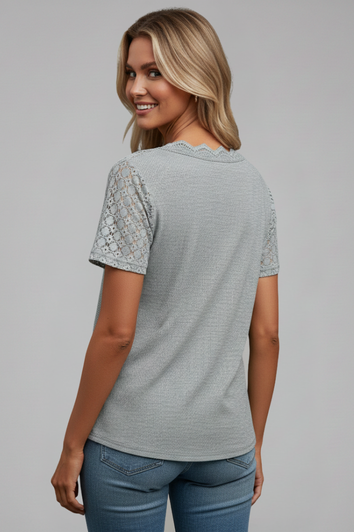 Women’s T-Shirt with V Neckline and Panels