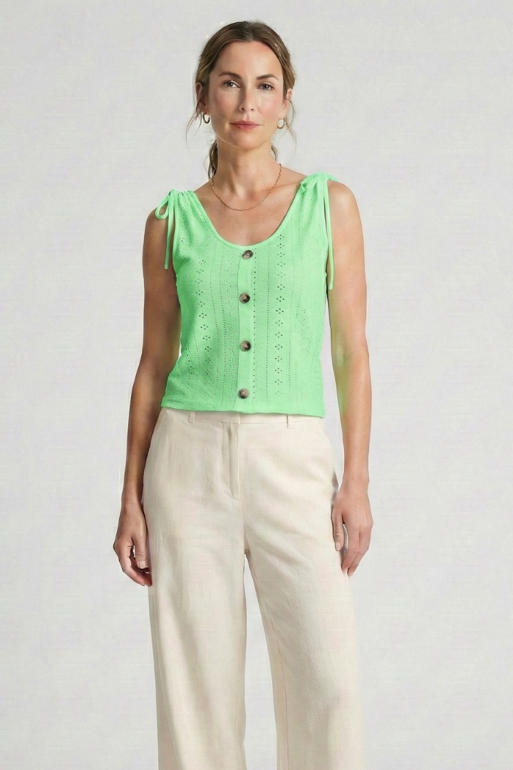 Women’s Tank Top with Button Front and Ribbed Surface