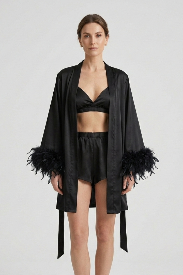 Women’s Three Piece Set with Robe and Shorts