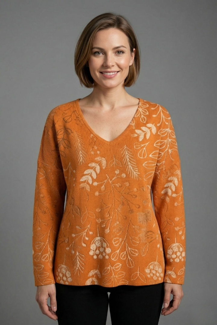 Women’s Top with V-Neck and Long Sleeves