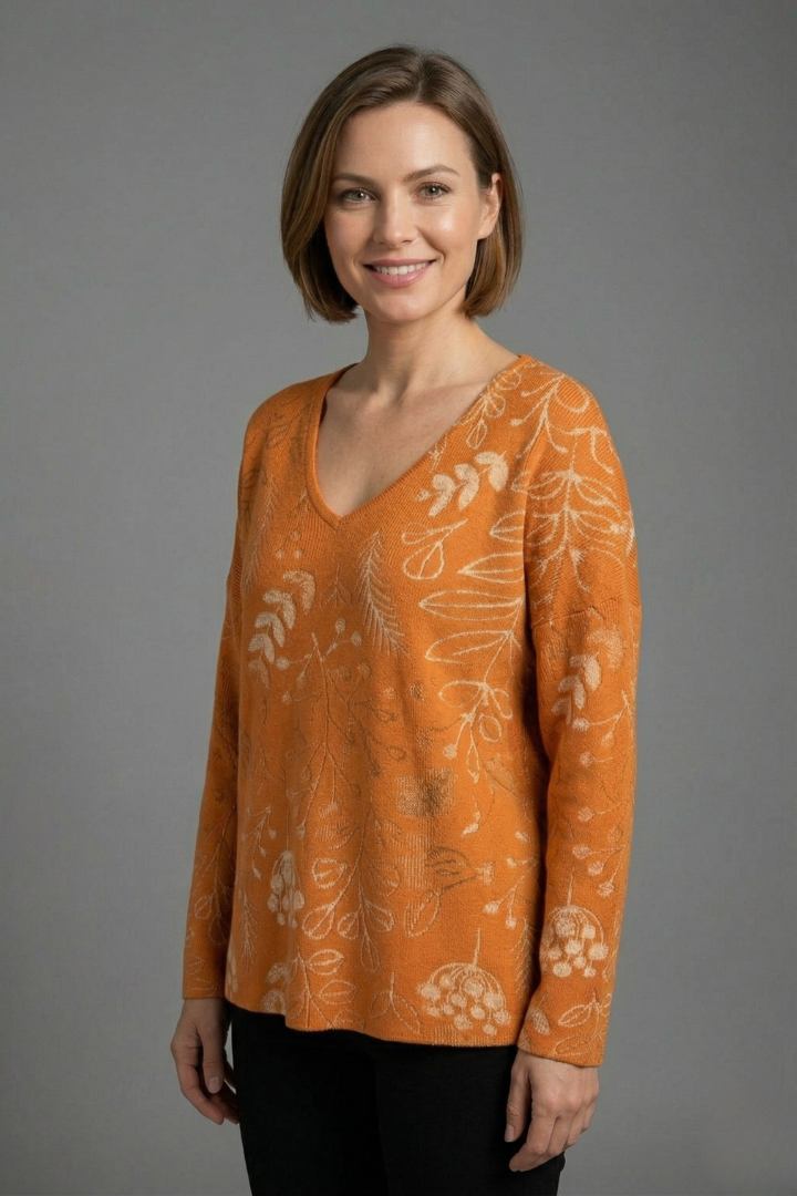 Women’s Top with V-Neck and Long Sleeves